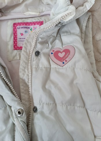 Kız Çocuk Kapüşonlu Beyaz Şişme Yelek - Görsel 4