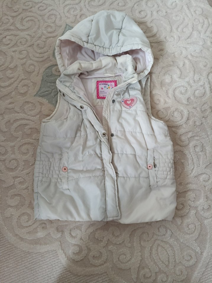 Kız Çocuk Kapüşonlu Beyaz Şişme Yelek - Görsel 5