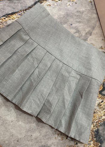 Gri Pilili Kadın Mini  ŞORTLU ETEK - Görsel 2