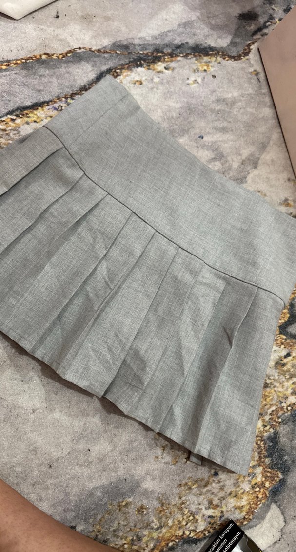 Gri Pilili Kadın Mini  ŞORTLU ETEK - Görsel 2