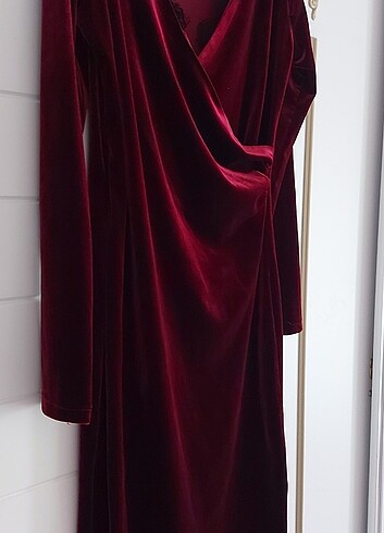 38 Beden bordo Renk Kadife elbise