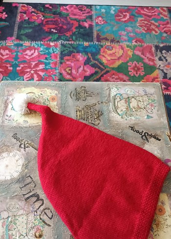 Kırmızı El örgüsü Bere - Görsel 2