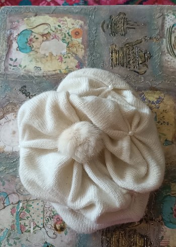 Krem rengi Örgü Kadın Bere - Görsel 2