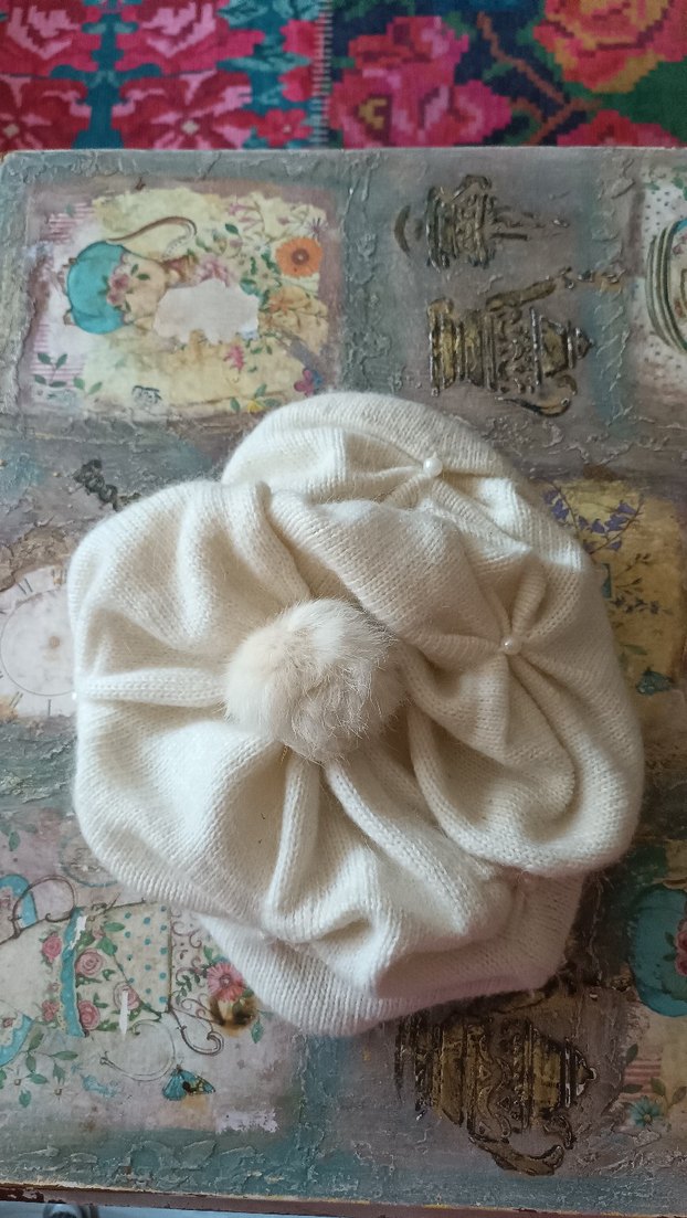 Krem rengi Örgü Kadın Bere - Görsel 2