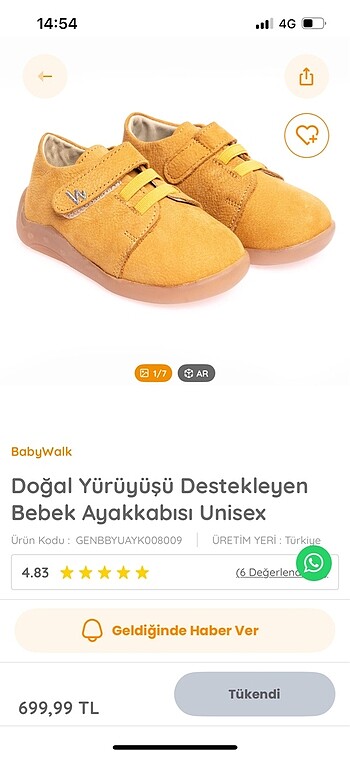 22 Beden kahverengi Renk Bebek ayakkabı