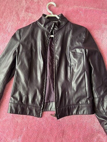 Mürdüm bordo vintage deri ceket