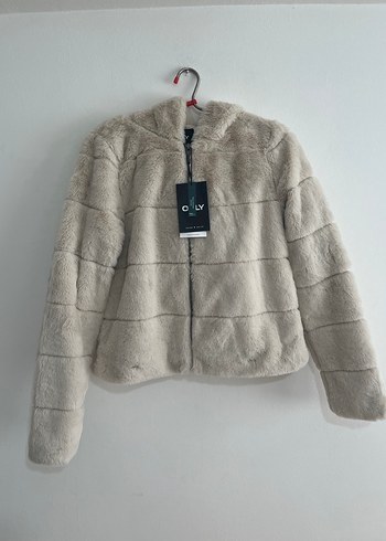 Only Kapüşonlu Bej Peluş Mont xs