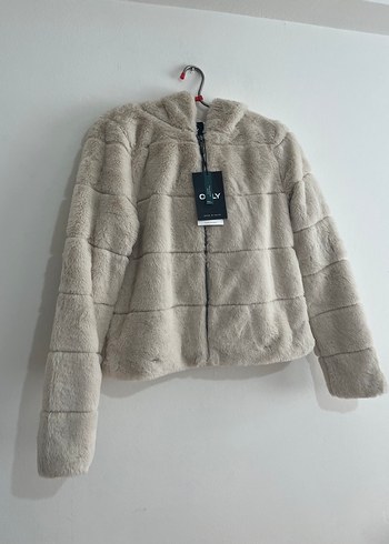 xs Beden Only Kapüşonlu Bej Peluş Mont xs