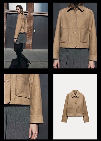 Zara Zara yünlü camel kaşe ceket xs