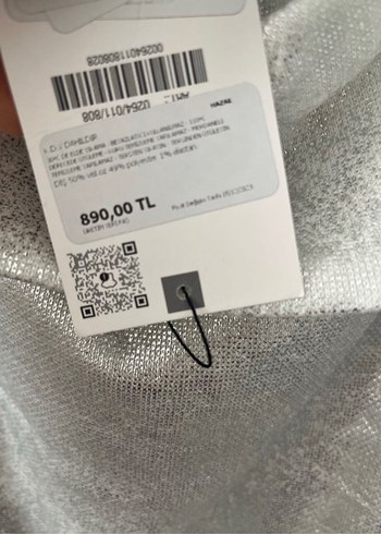 s Beden Zara gümüş varaklı omzu açık sweat bluz s
