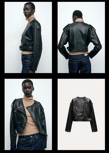 Zara Zara siyah Kemerli Deri Biker Ceket M