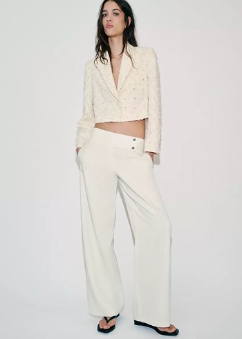 Zara Krem Crop Blazer S