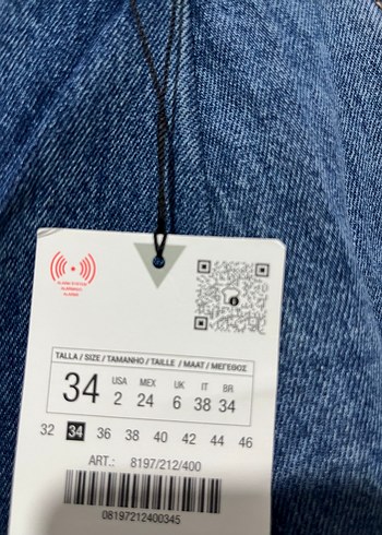 34 Beden Zara pensli bol paça jean pantolon 34