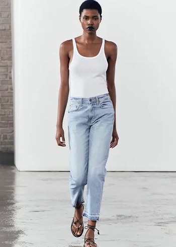 Zara Zara relaxed fit açık mavi jean pantolon 38