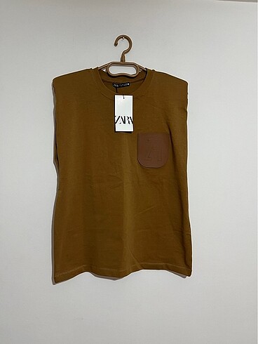 Zara kahverengi taba vatkalı tshirt s