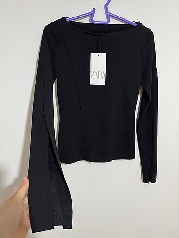 Zara siyah kolu yırtmaçlı bluz s beden
