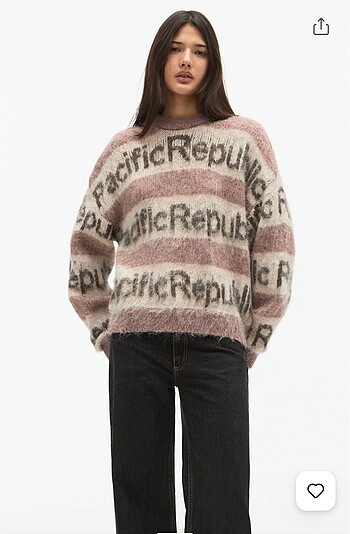 s Beden Pull and bear çizgili pembe kazak s beden