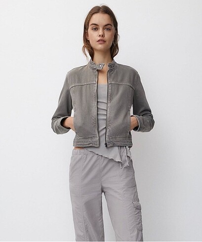 Pull and bear eskitme gri kot ceket M