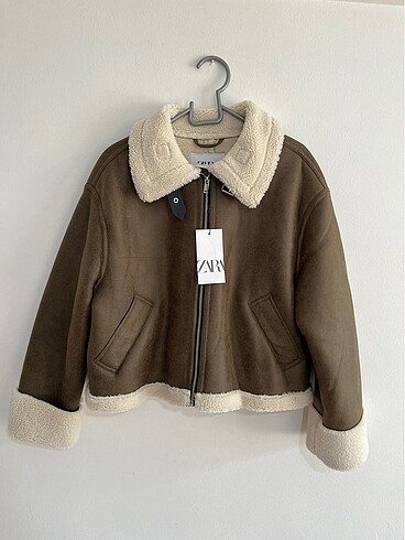 xs Beden haki Renk Zara haki süet içi kürklü mont xs