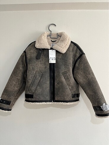 xs Beden Zara içi kürklü eskitme gri mont xs