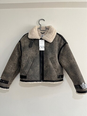 Zara eskitme gri kürklü mont xs