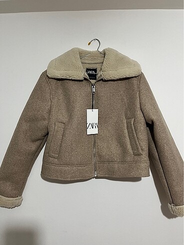 Zara bej kürklü mont M beden