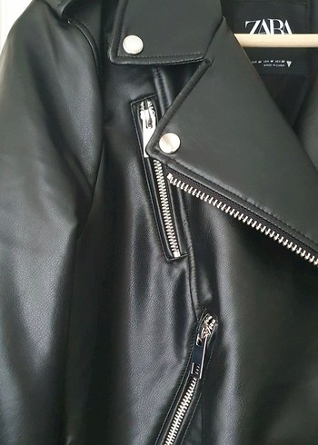 Zara Siyah Deri Biker Ceket - Görsel 3
