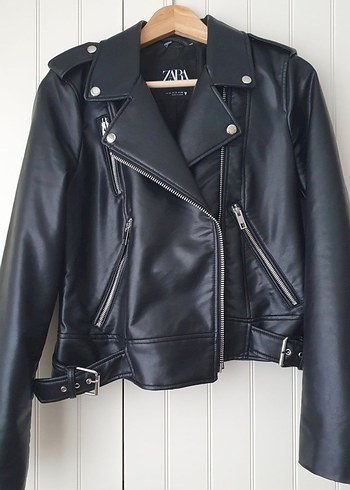 Zara Siyah Deri Biker Ceket - Görsel 2
