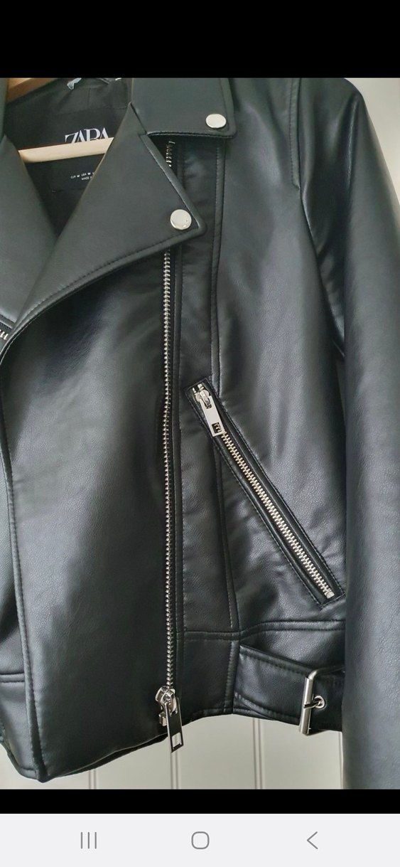 Zara Siyah Deri Biker Ceket - Görsel 4