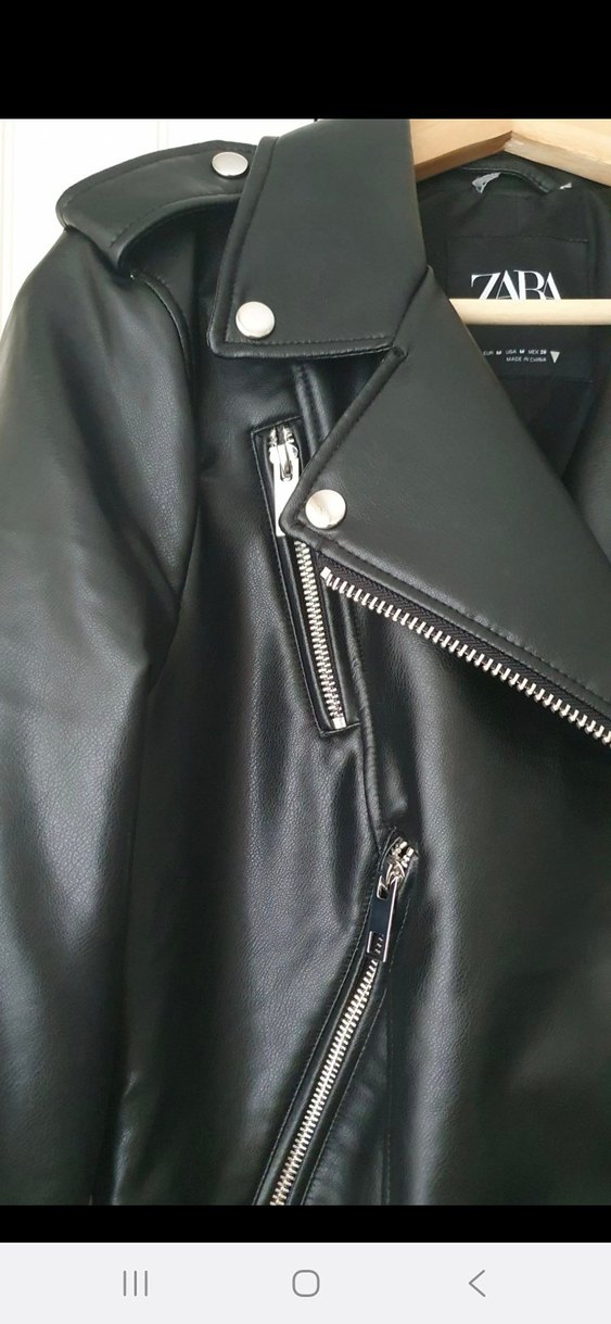 Zara Siyah Deri Biker Ceket - Görsel 3