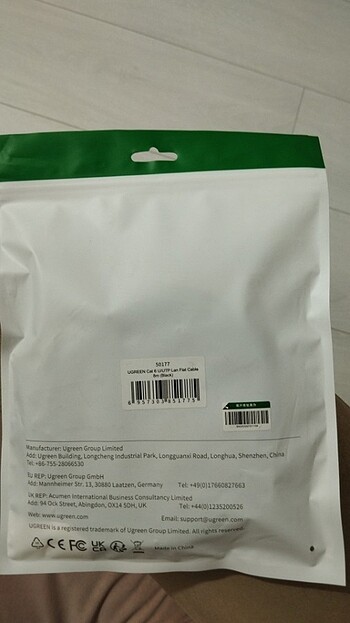 Beden Ugreen CAT6 Saf Bakır Metal Konnektör Flat Ethernet Kablosu Siya