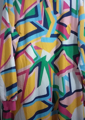 Renkli Uzun Kollu Piliseli Kadın Elbise - Görsel 2