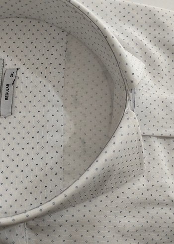 Düğmeli Beyaz Erkek Gömlek Puantiyeli - Görsel 6