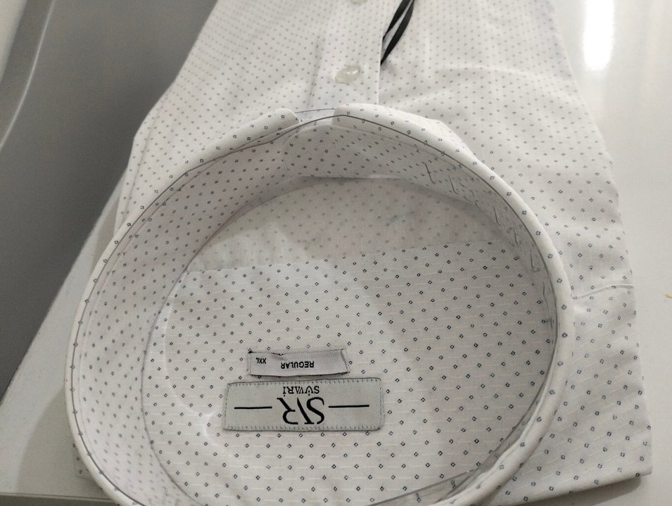 Düğmeli Beyaz Erkek Gömlek Puantiyeli - Görsel 4