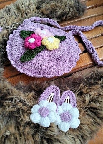 Renkli Çiçekli Bohem Örgü Çanta - Görsel 5