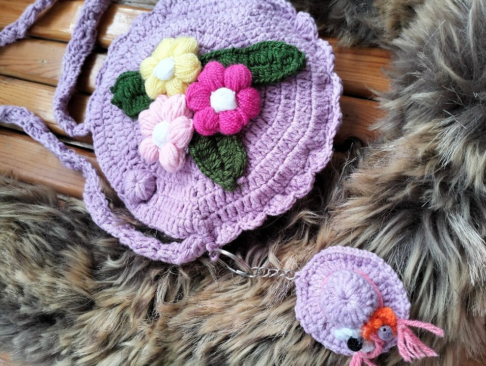 Renkli Çiçekli Bohem Örgü Çanta - Görsel 4