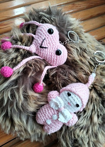 Örgü Pembe Kadın Anahtarlık Seti - Görsel 2