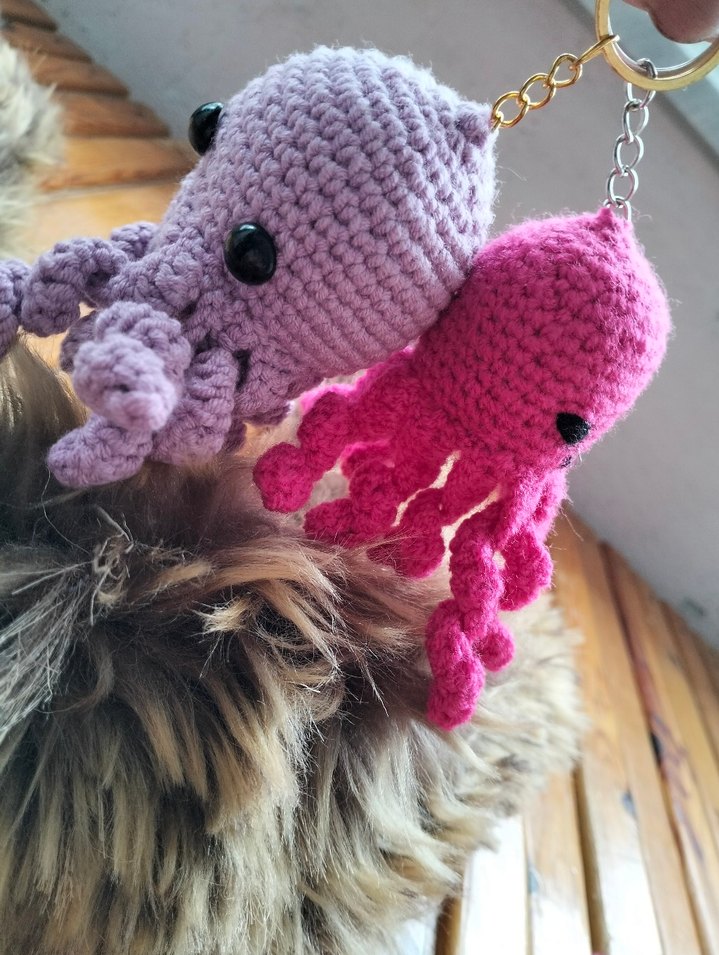 Renkli Örgü Ahtapot Anahtarlık Seti - Görsel 2