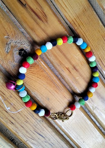 Renkli Boncuklu Uzun Bohem kedi tasmasi - Görsel 2