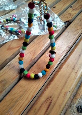 Renkli Boncuklu Uzun Bohem kedi tasmasi - Görsel 3