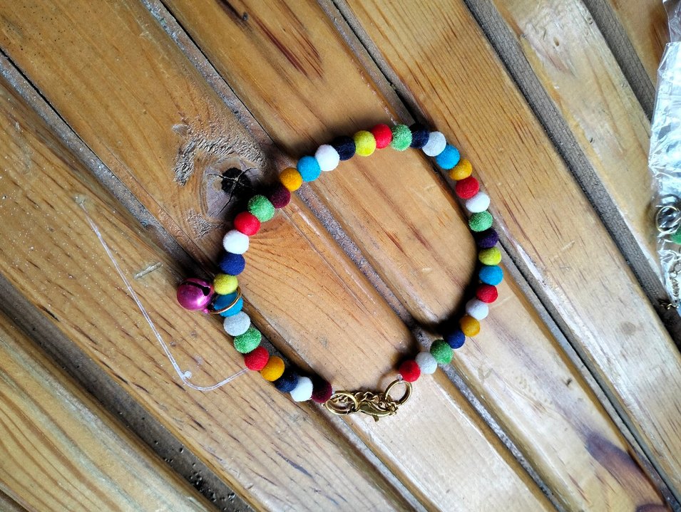 Renkli Boncuklu Uzun Bohem kedi tasmasi - Görsel 2