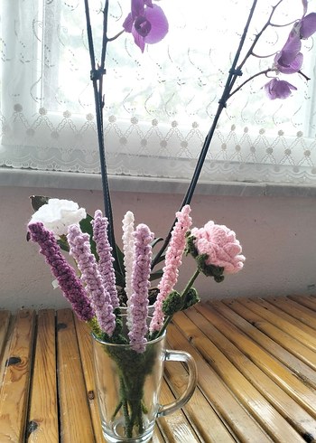 El Yapımı Mor Tonlu Örgü Çiçekler - Görsel 5