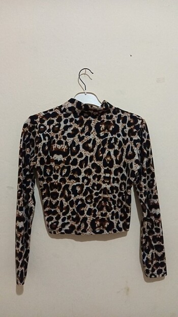 m Beden çeşitli Renk leopar desenli crop bluz 