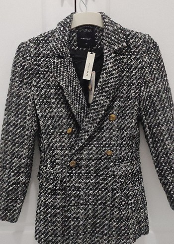 Düğmeli Gri Kısa Kadın Blazer Ceket
