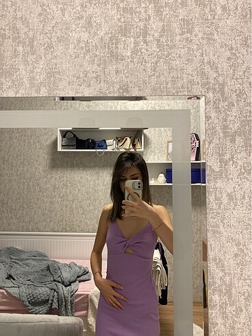 xs Beden Koton lila kısa elbise