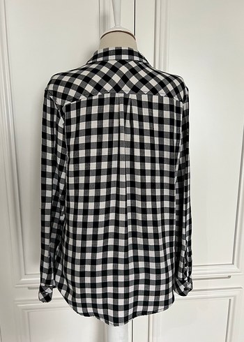 Kadın Siyah Beyaz Kareli Pamuklu Gömlek - Görsel 5