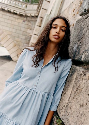 Zara Bohem Denim Elbise - Görsel 5