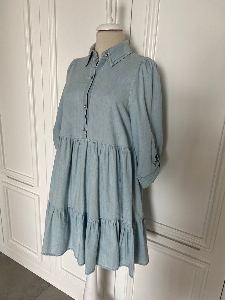 Zara Bohem Denim Elbise - Görsel 2