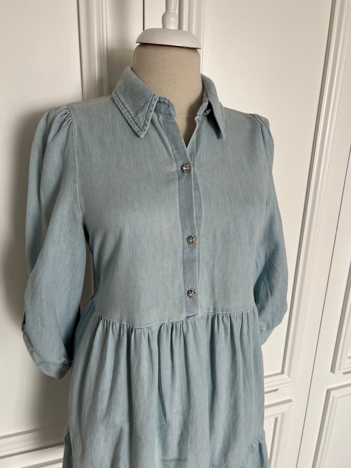 Zara Bohem Denim Elbise - Görsel 3