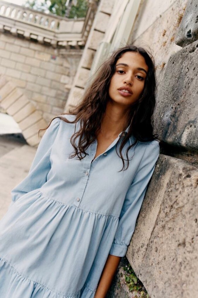 Zara Bohem Denim Elbise - Görsel 5